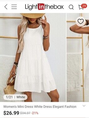 Women's White Sleeveless Tiered Mini Dress